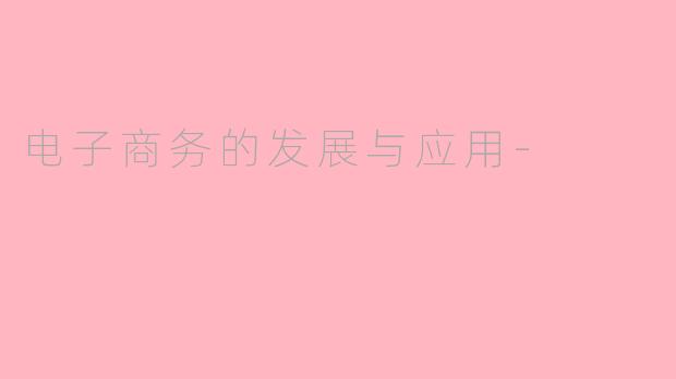 电子商务的发展与应用-