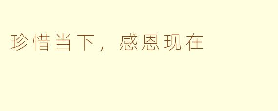 珍惜当下，感恩现在