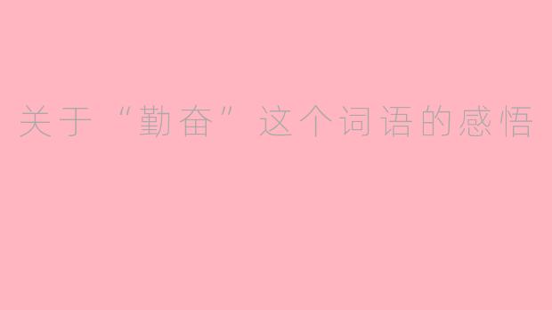 关于“勤奋”这个词语的感悟