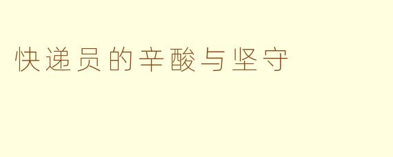 快递员的辛酸与坚守