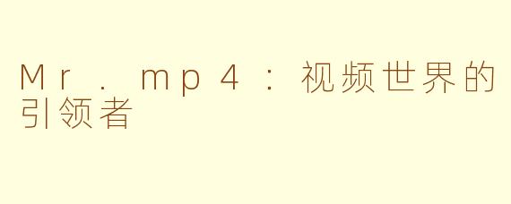 Mr.mp4：视频世界的引领者