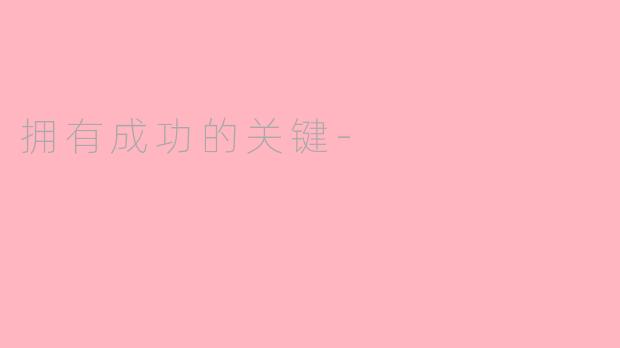 拥有成功的关键-