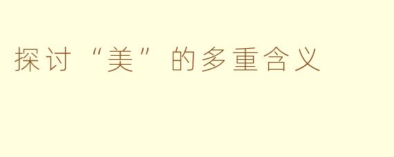 探讨“美”的多重含义