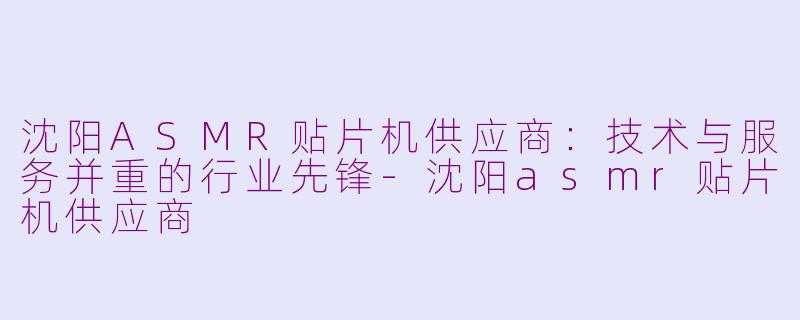 沈阳ASMR贴片机供应商：技术与服务并重的行业先锋-沈阳asmr贴片机供应商