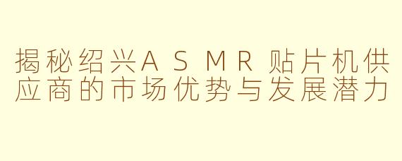 揭秘绍兴ASMR贴片机供应商的市场优势与发展潜力