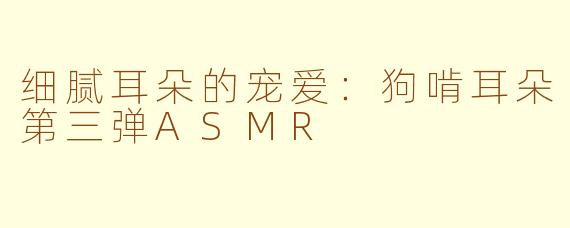 细腻耳朵的宠爱：狗啃耳朵第三弹ASMR