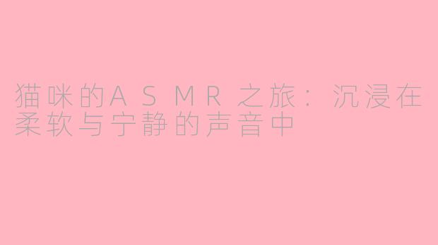 猫咪的ASMR之旅：沉浸在柔软与宁静的声音中