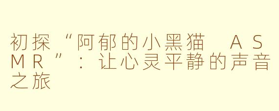 初探“阿郁的小黑猫 ASMR”：让心灵平静的声音之旅
