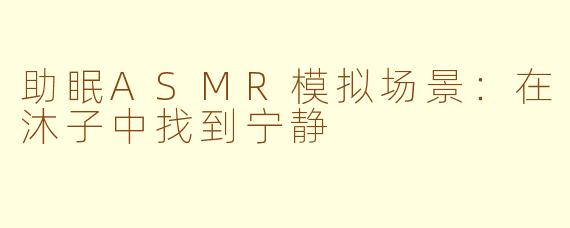 助眠ASMR模拟场景:在沐子中找到宁静
