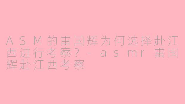 ASM的雷国辉为何选择赴江西进行考察？-asmr雷国辉赴江西考察