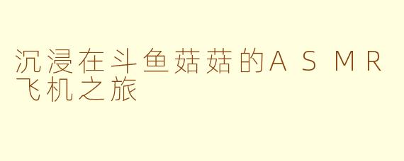 沉浸在斗鱼菇菇的ASMR飞机之旅