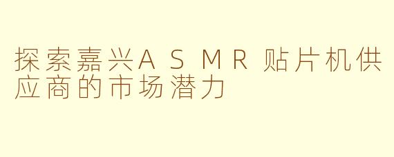 探索嘉兴ASMR贴片机供应商的市场潜力