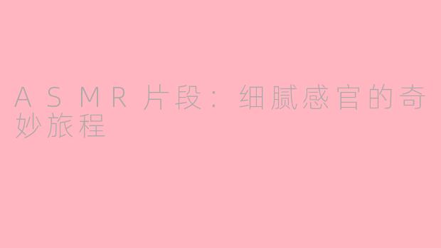 ASMR片段：细腻感官的奇妙旅程