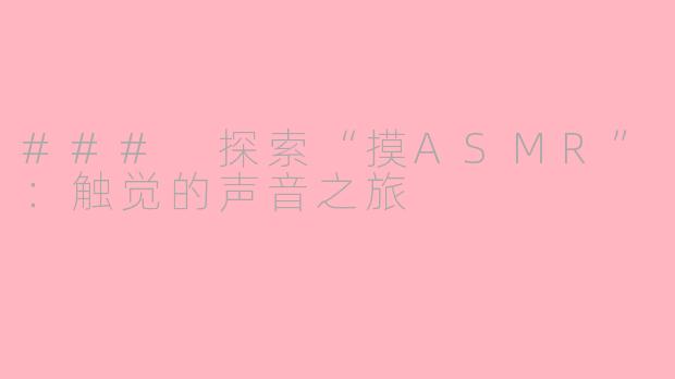 ### 探索“摸ASMR”：触觉的声音之旅