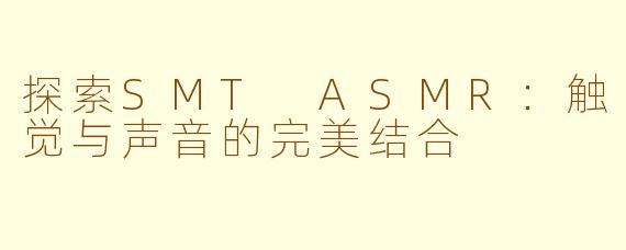 探索SMT ASMR：触觉与声音的完美结合