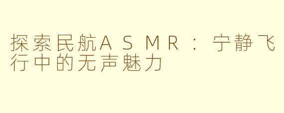 探索民航ASMR：宁静飞行中的无声魅力