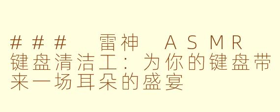 ### 雷神 ASMR 键盘清洁工：为你的键盘带来一场耳朵的盛宴