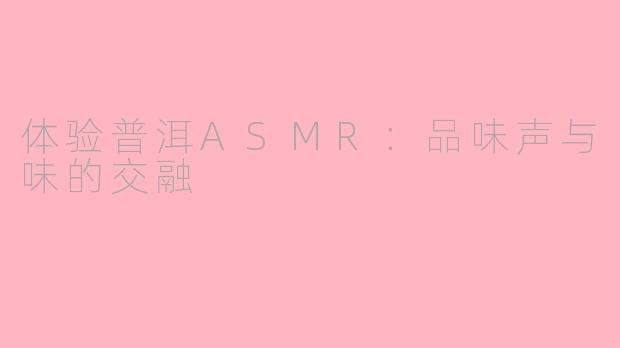 体验普洱ASMR：品味声与味的交融