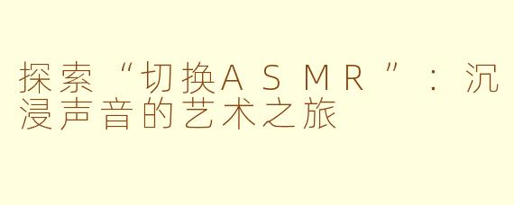 探索“切换ASMR”：沉浸声音的艺术之旅