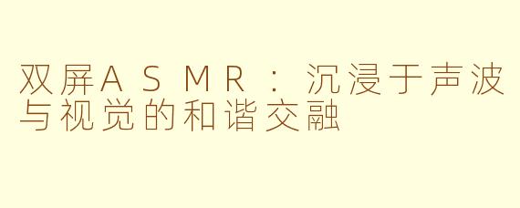 双屏ASMR：沉浸于声波与视觉的和谐交融