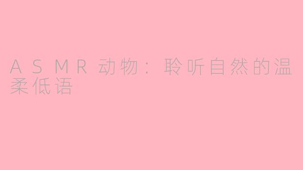 ASMR动物：聆听自然的温柔低语