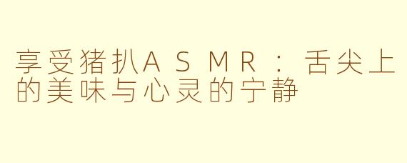 享受猪扒ASMR：舌尖上的美味与心灵的宁静