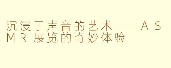 沉浸于声音的艺术——ASMR展览的奇妙体验