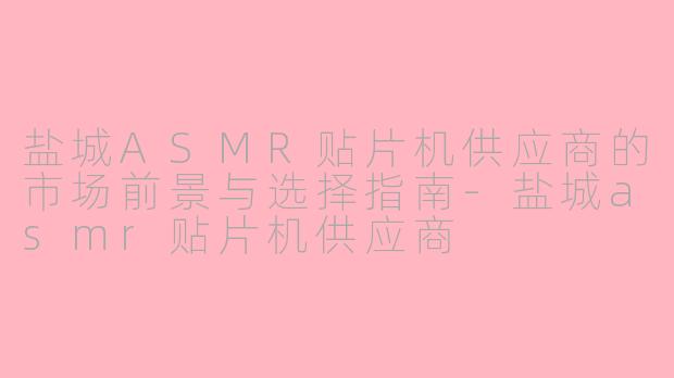 盐城ASMR贴片机供应商的市场前景与选择指南-盐城asmr贴片机供应商