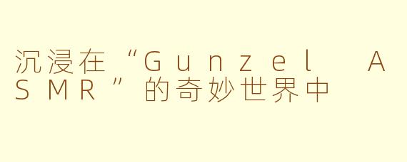 沉浸在“Gunzel ASMR”的奇妙世界中