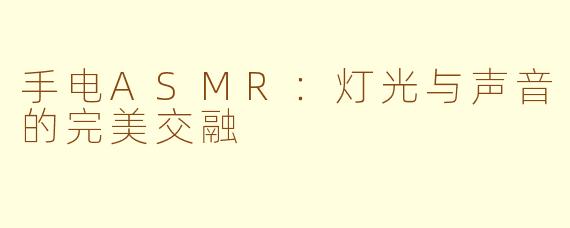 手电ASMR：灯光与声音的完美交融