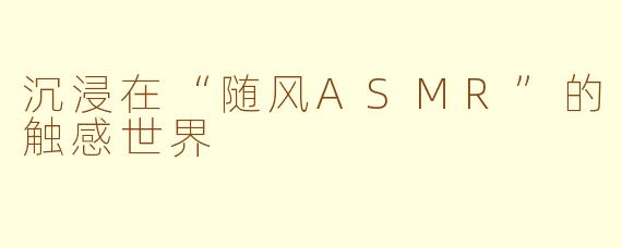 沉浸在“随风ASMR”的触感世界
