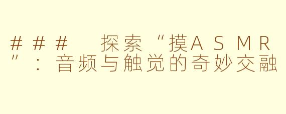 ### 探索“摸ASMR”：音频与触觉的奇妙交融