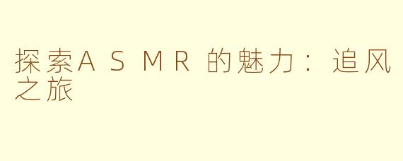 探索ASMR的魅力：追风之旅