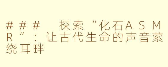 ### 探索“化石ASMR”：让古代生命的声音萦绕耳畔