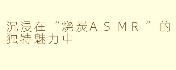 沉浸在“烧炭ASMR”的独特魅力中