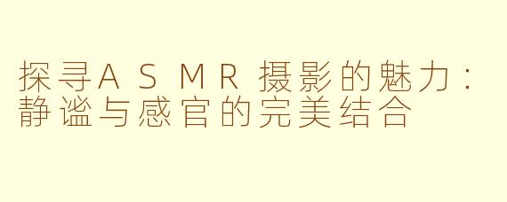 探寻ASMR摄影的魅力：静谧与感官的完美结合