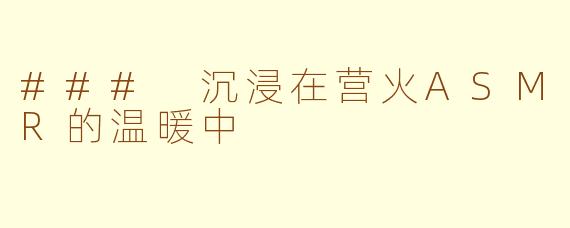 ### 沉浸在营火ASMR的温暖中