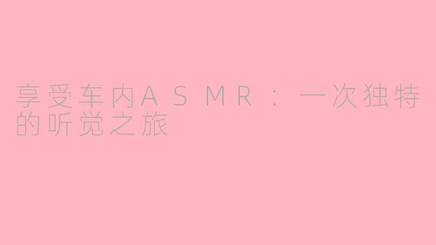 享受车内ASMR：一次独特的听觉之旅
