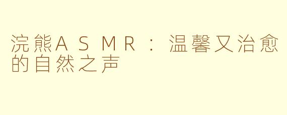 浣熊ASMR：温馨又治愈的自然之声