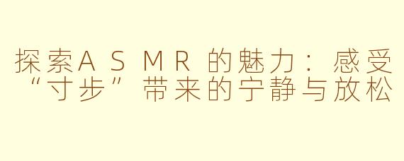 探索ASMR的魅力：感受“寸步”带来的宁静与放松