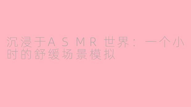沉浸于ASMR世界：一个小时的舒缓场景模拟