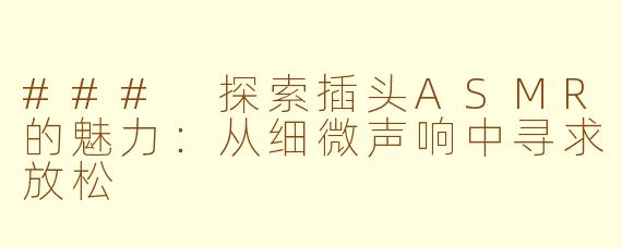 ### 探索插头ASMR的魅力：从细微声响中寻求放松