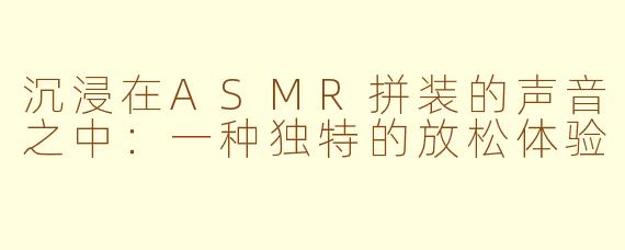 沉浸在ASMR拼装的声音之中：一种独特的放松体验