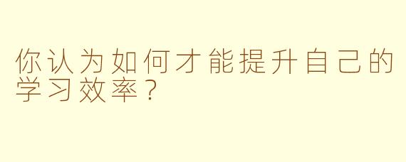 你认为如何才能提升自己的学习效率？  