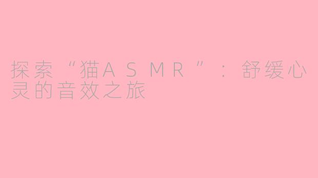 探索“猫ASMR”：舒缓心灵的音效之旅
