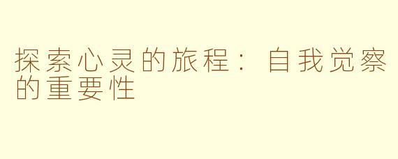 探索心灵的旅程：自我觉察的重要性