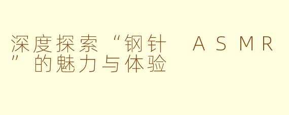深度探索“钢针 ASMR”的魅力与体验