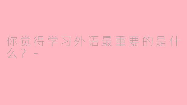 你觉得学习外语最重要的是什么？