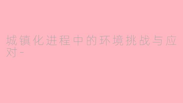 城镇化进程中的环境挑战与应对-