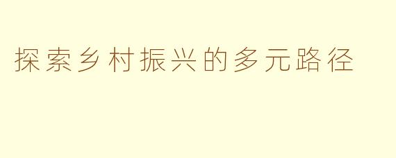 探索乡村振兴的多元路径